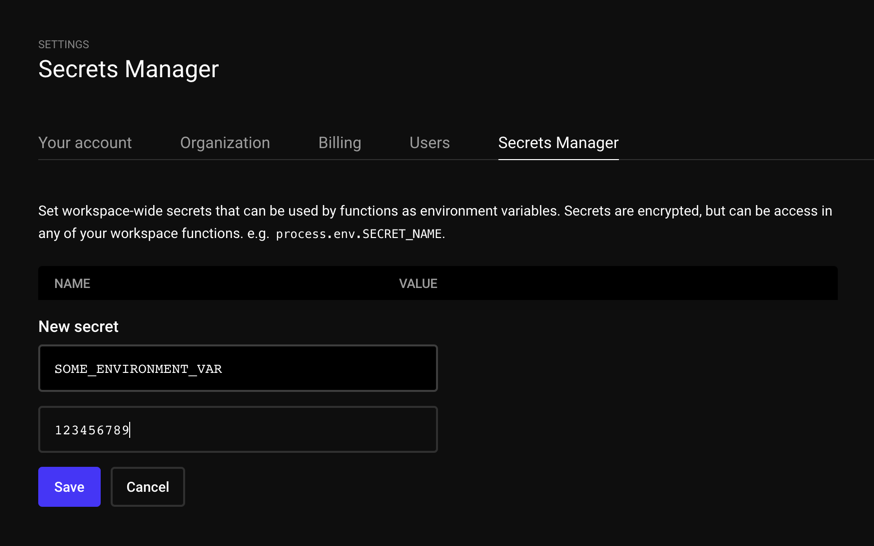 Inngest Secrets Manager: Adding a new secret